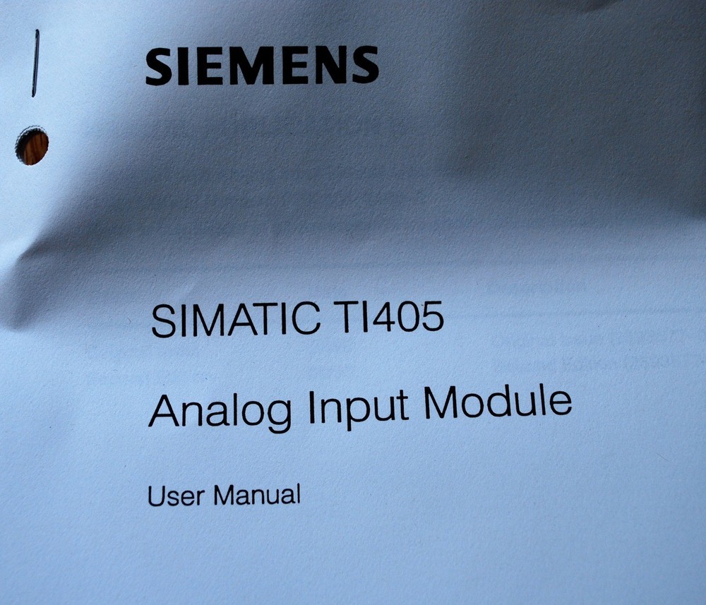 Siemens 405-8106-2 Simatic TI405 Analog Input Module User Manual-2nd Ed. - NEW