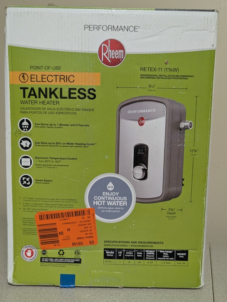 Rheem 11 kW 2.15 GPM 240V Self-Modulating Electric Tankless Water Heater