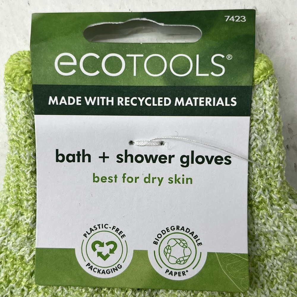 ecoTools Green Bath & Shower Gloves 2 Pack NEW