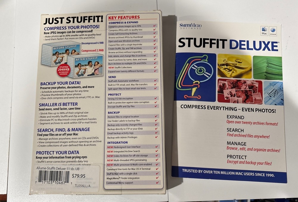 STUFFIT DELUXE Version 11 Vintage Software SmithMicro Mac OS X 10.4 Or Later