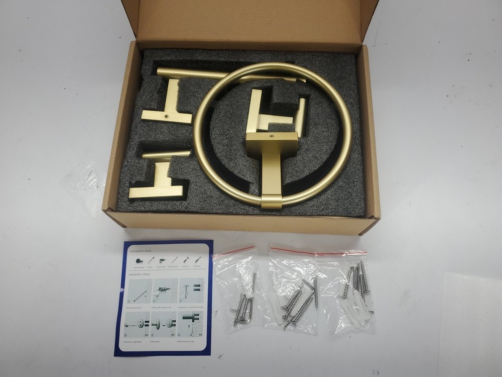 Missing Hardware 4 Piece Bathroom Includes Towel Ring Hooks Toilet Paper holder