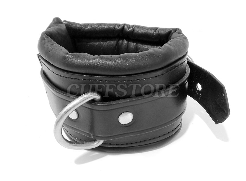 Adjustable Black Leather Handcuffs Bondage Restraint