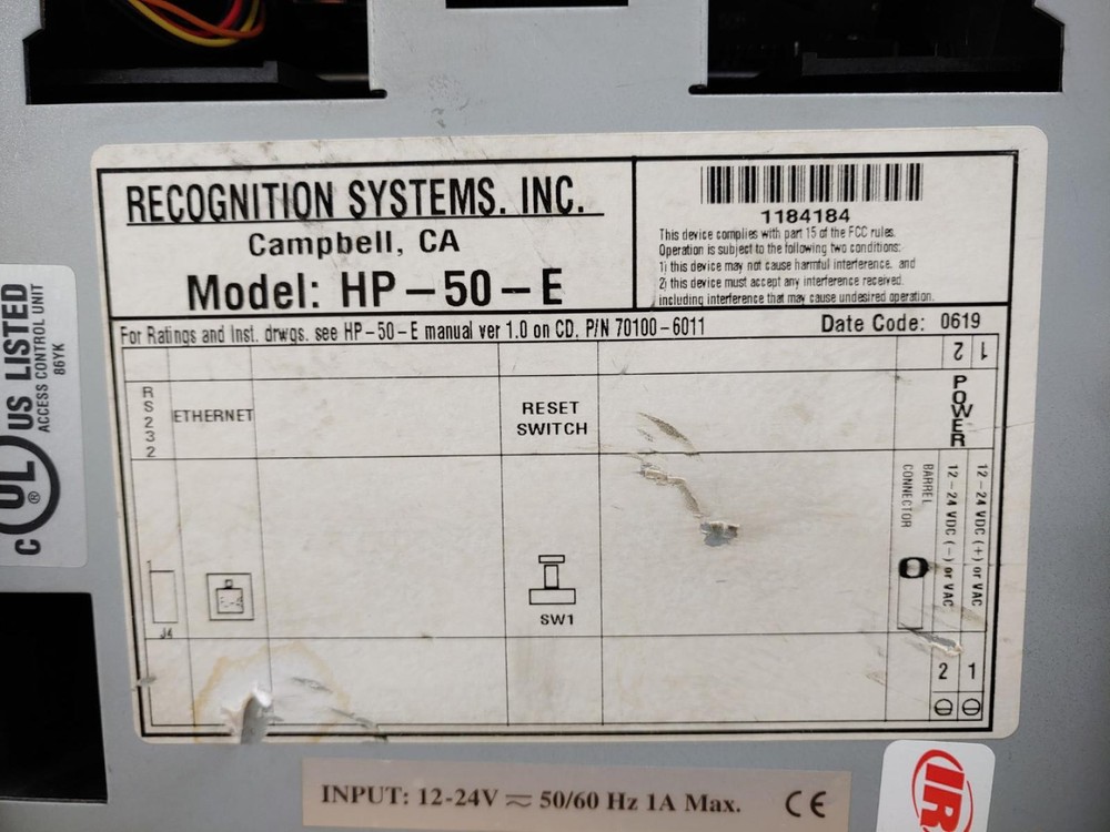 Recognition Systems HandPunch 50E (HP-50-E) **UNTESTED / AS-IS**