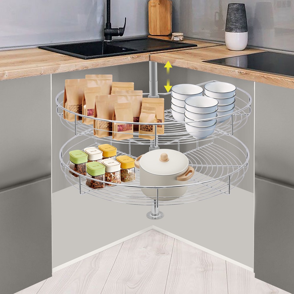 2-Tier Adjustable Corner Cabinet?Organizer Versatile Corner Cabinet Organizer