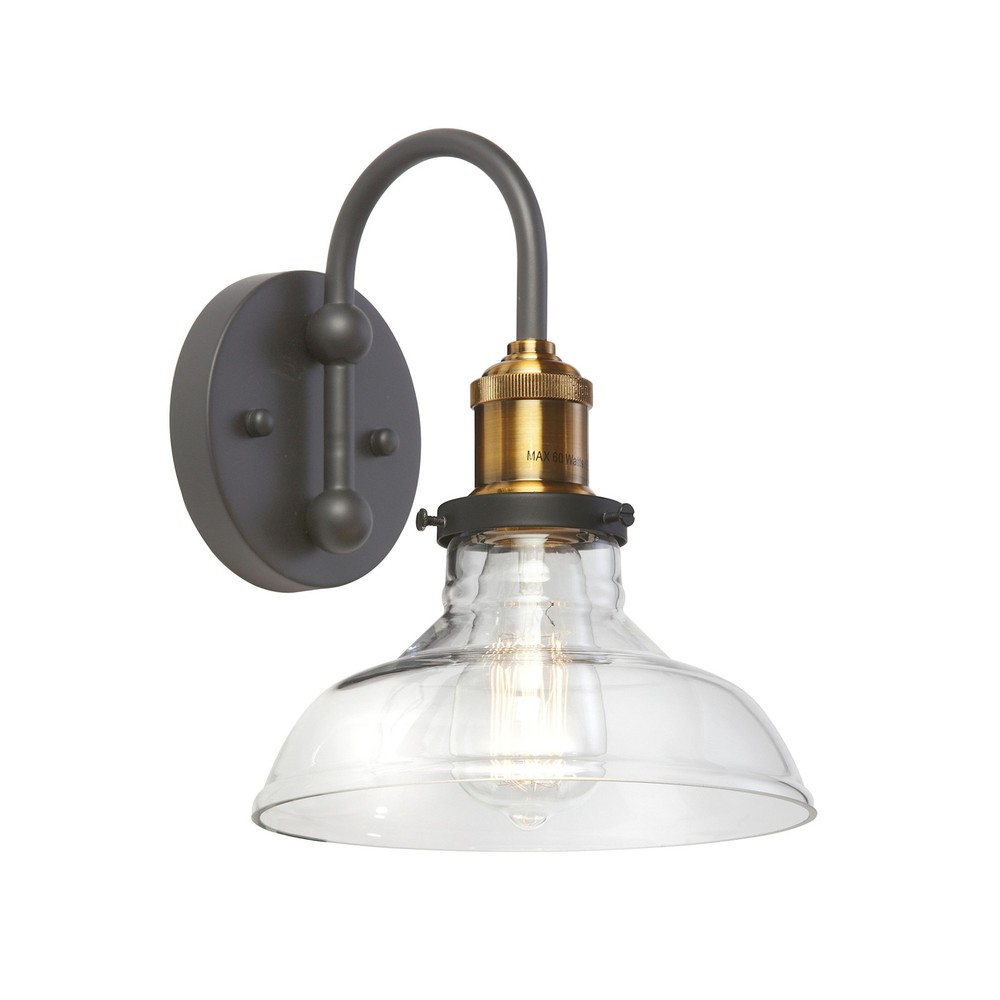Dainolite 410-61W Brass/Black Single Light 10"H Wall Sconce