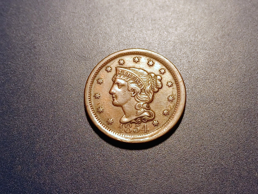 Nice AU 1854 Braided Hair Large Cent