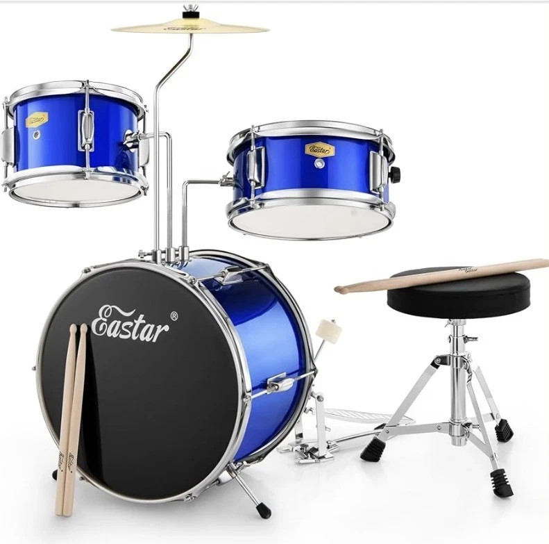 Eastar 14" Kids Drum Kit 3-Piece Set – Beginner Drum Set Adjustable Stool
