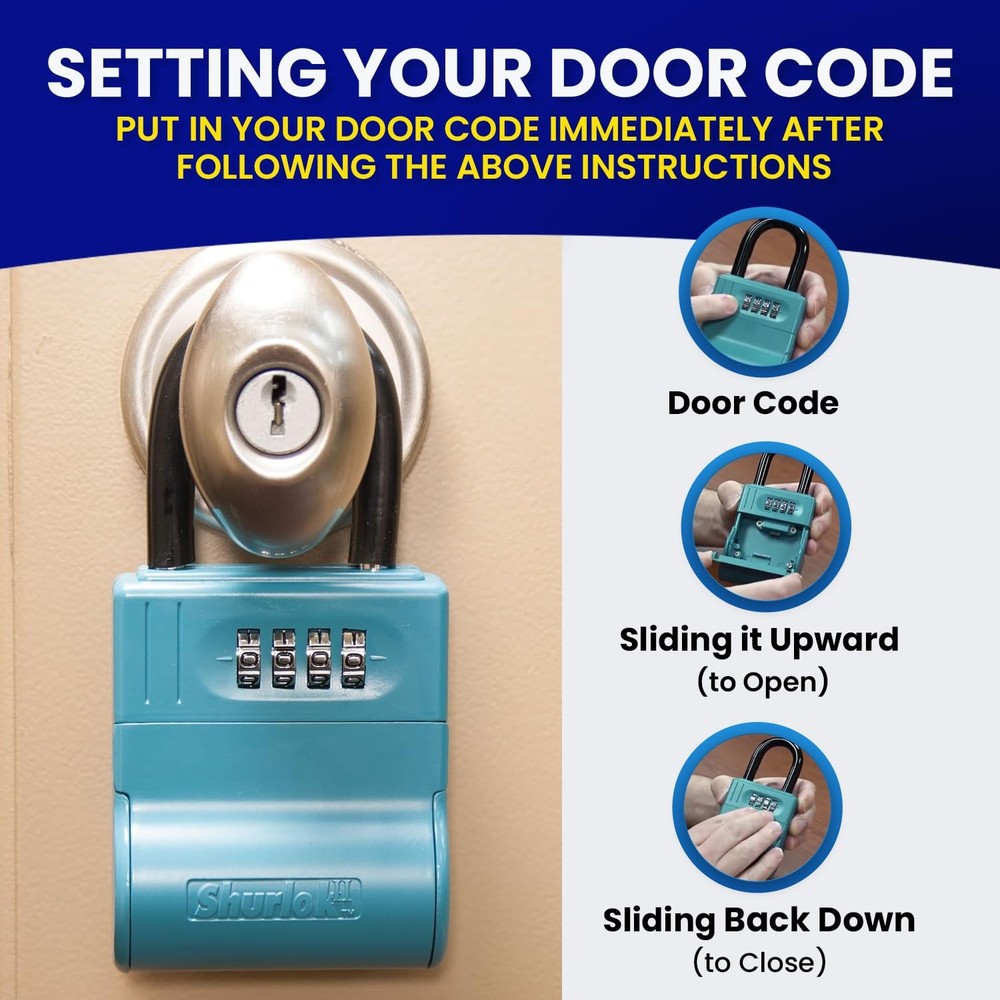 ShurLok SL-600W Numbered Key Storage Combination Lock Box, Blue