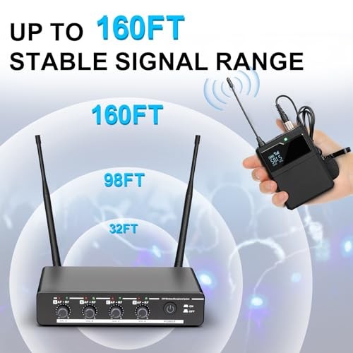 R6 Professional Wireless Microphone UHF System 4 Channel with 4 bodypack mic