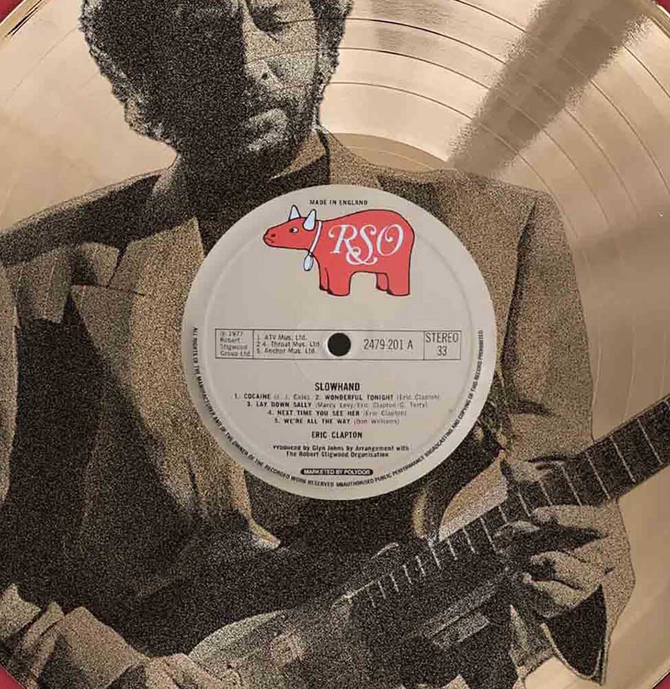 Eric Clapton Slow Hand Framed Gold Etched LP Shadowbox