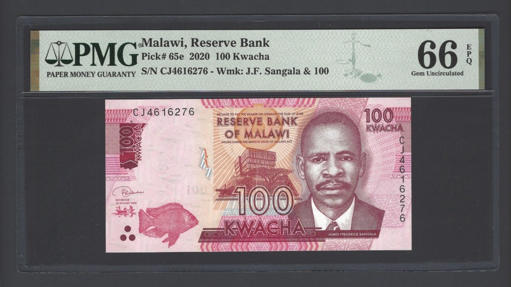 Malawi 100 Kwacha 2020 P65e Uncirculated Grade 66
