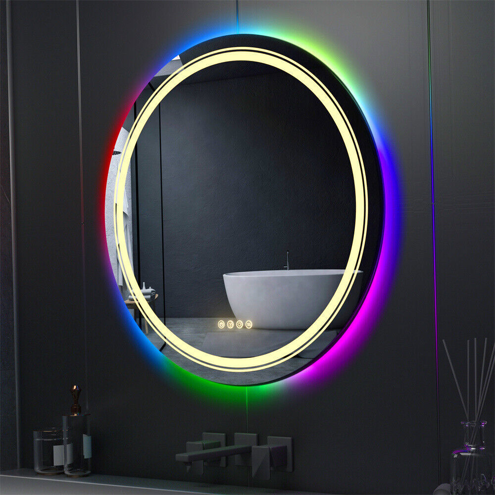 13 Sizes Modern LED Bathroom Mirror Dimmable Antifog Front Lights & RGB Backlit