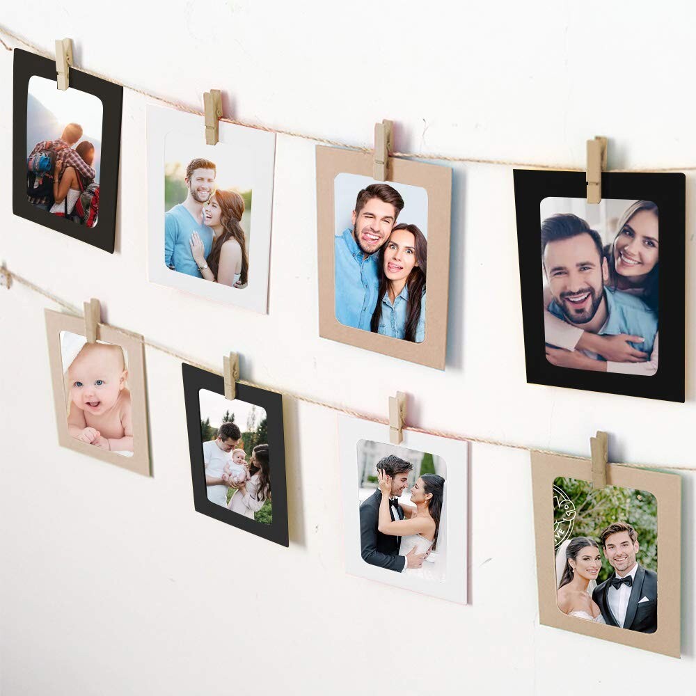 Eco friendly, 12Pack Cardboard Photo Frames, Paper Picture Frames, Hanging Photo