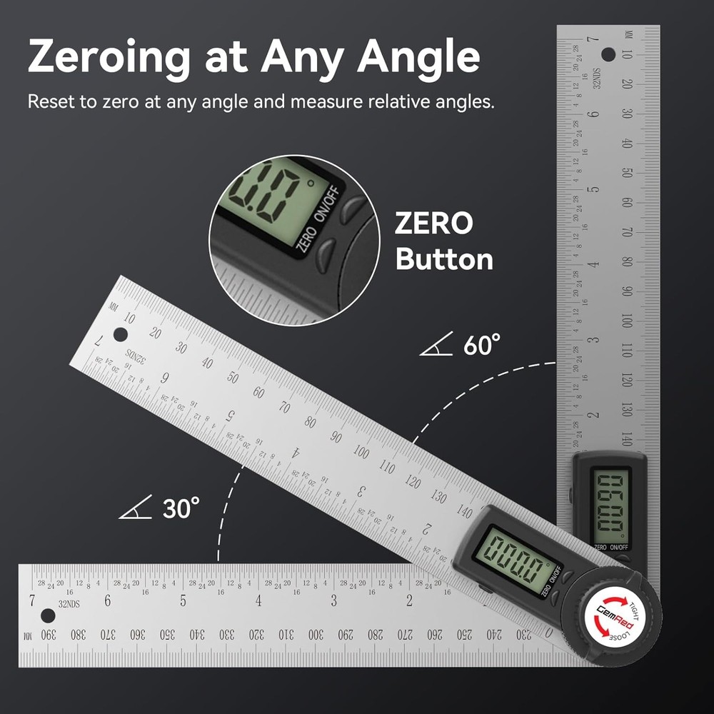 Digital Angle Finder Protractor (7 In/178 mm) Measuring Ruler with LCD Display