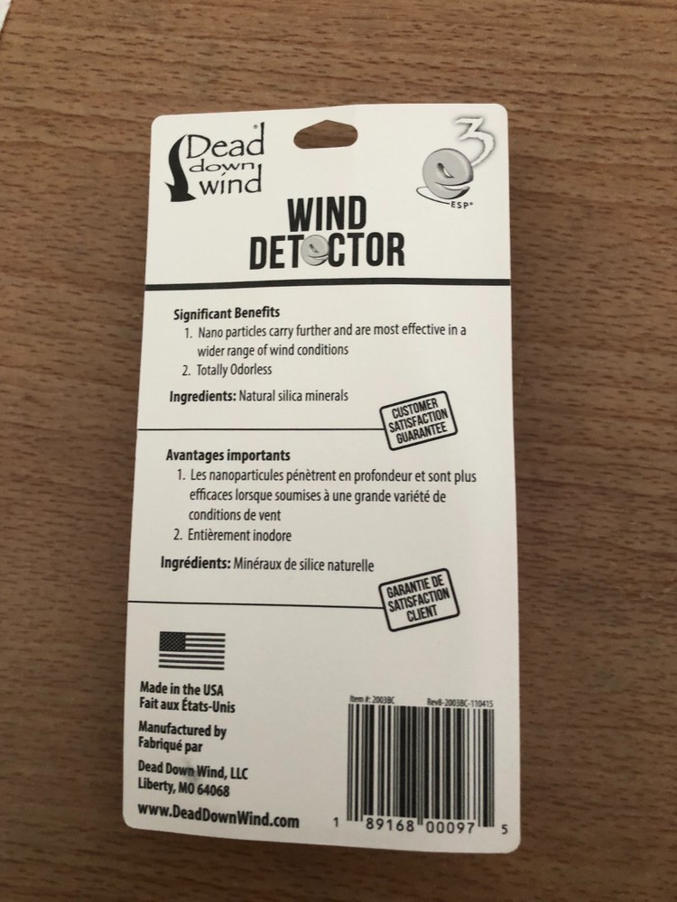 New Dead Down Wind Wind Detector 28 Gram Bottle