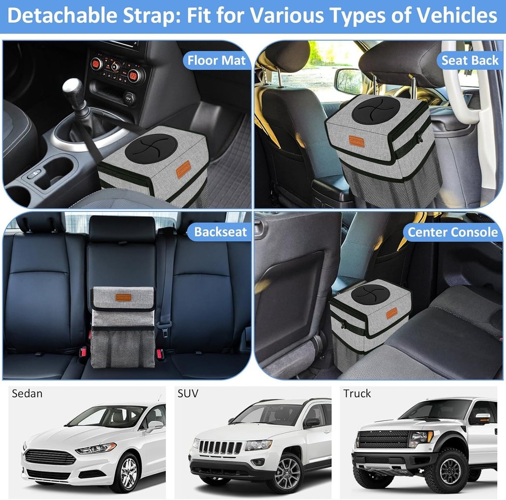 Hanging Car Trash Can Leakproof Back / Front Seat Garbage Bin Interior Accessory