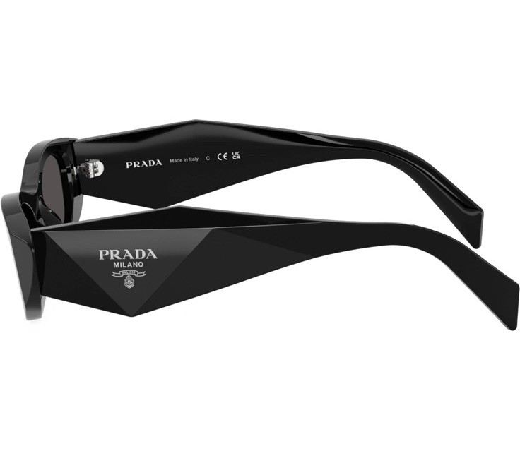PRADA PR B16S 16K08Z Black Silver Logo Dark Grey Bold Sunglasses AUTHENTIC
