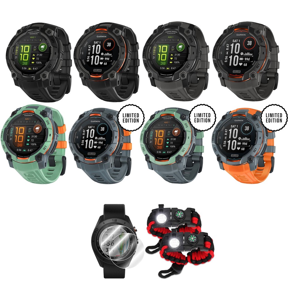 Garmin Instinct 3 Rugged GPS Smartwatch Bundle | 45mm / 50mm | AMOLED / Solar