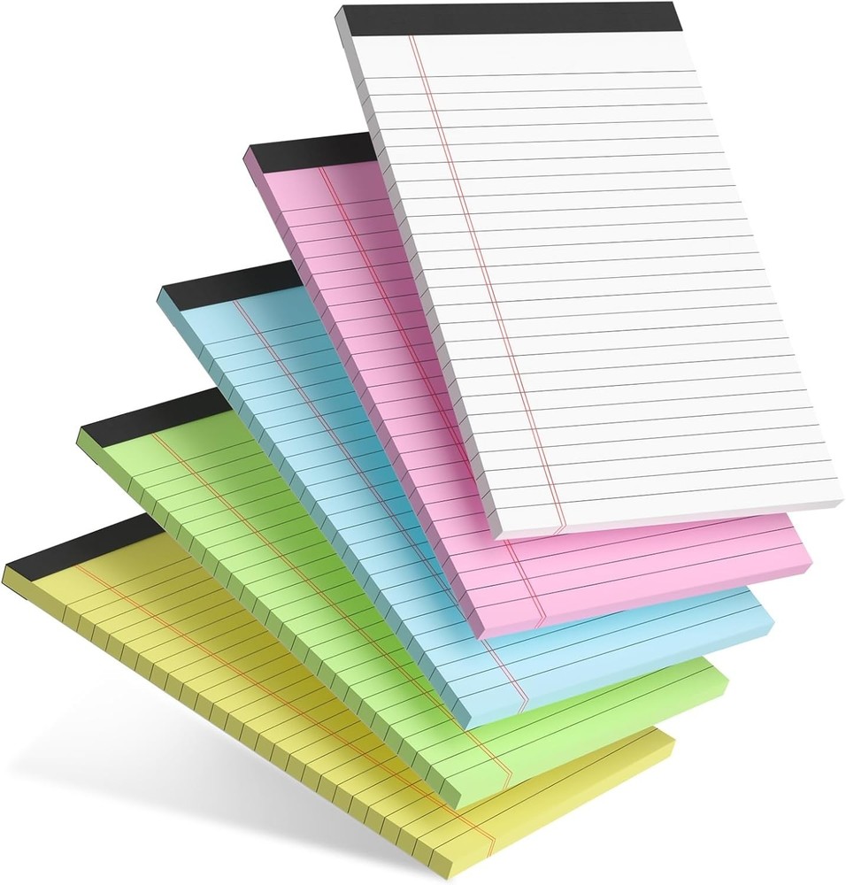5-Pack Multicolor 5x8 Soft Cover Notepads for School & Office Note Taking