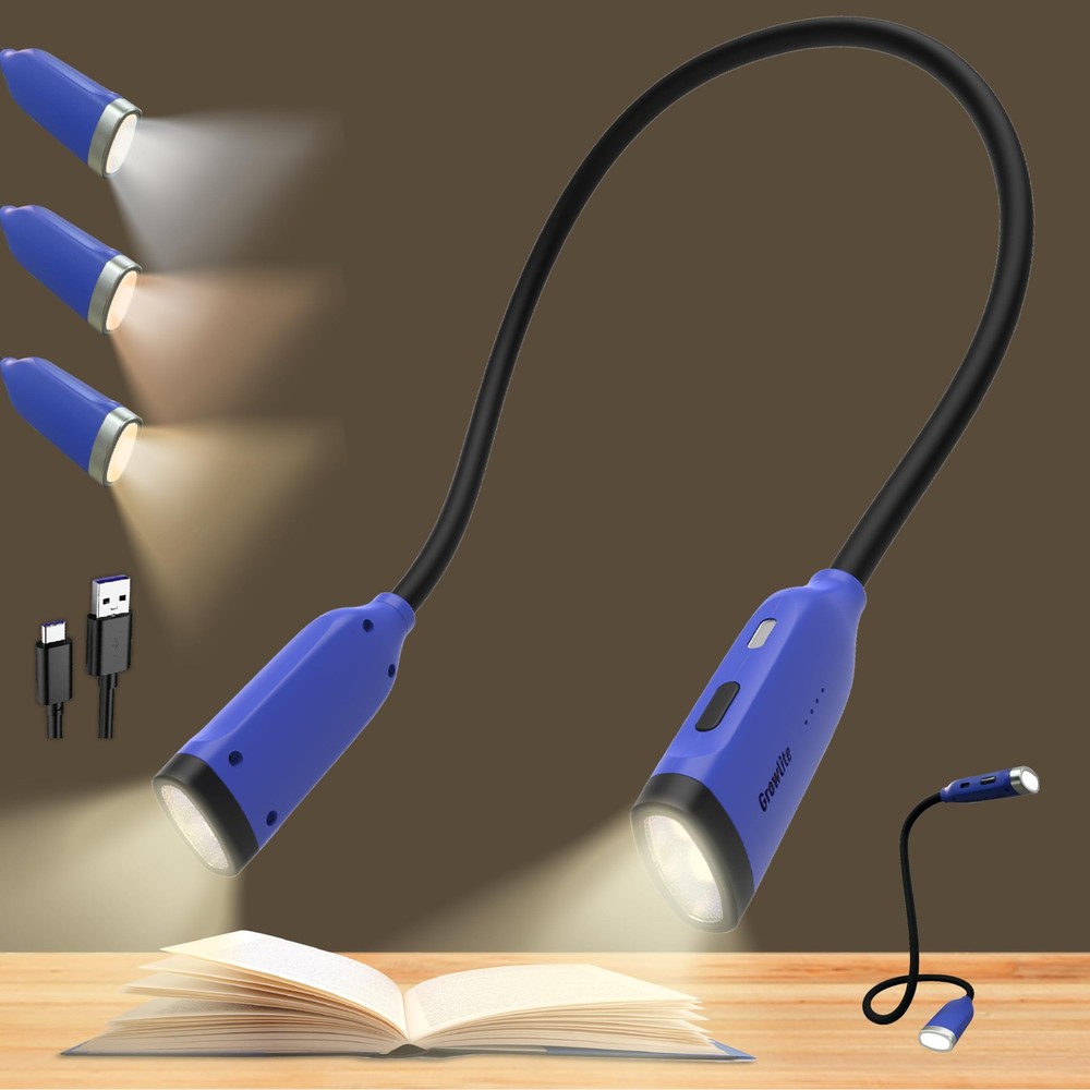 Blue Neck Reading Light 3 Color Adjustable USB Book Craft EyeCaring Camp