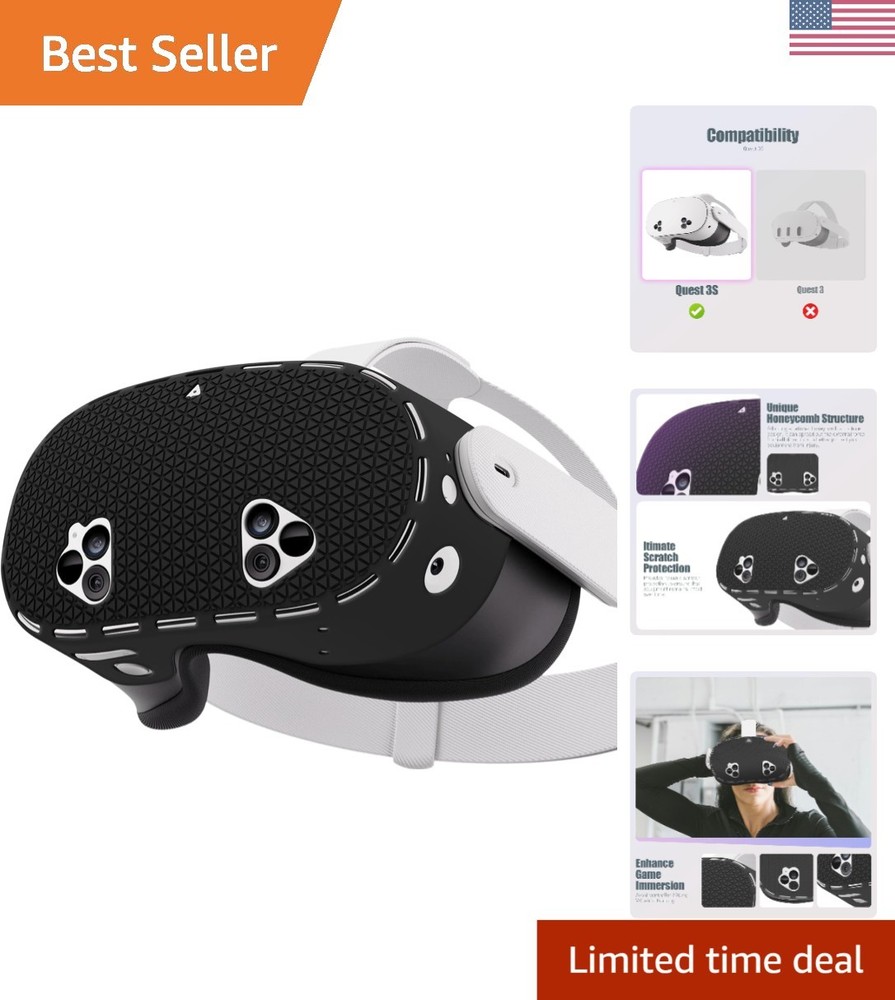 Silicone Quest 3S Headset Cover - Heat Dissipation, Shockproof, Black