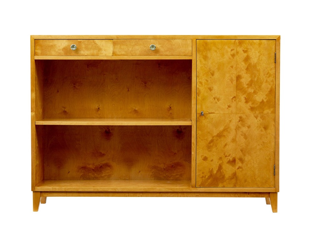 SCANDINAVIAN BIRCH LOW OPEN BOOKCASE BY SMF BODAFORS