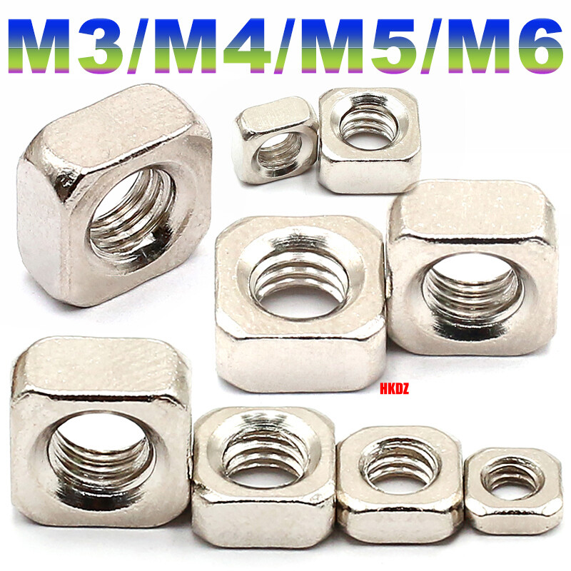 M3/M4/M5/M6 Square Thin Nuts Rectangular Carbon Steel Nickel Plated Locking Nut