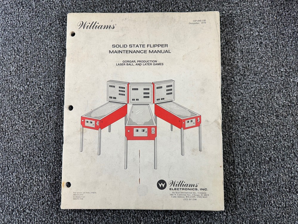Williams Pinball Solid State Flipper Maintenance Manual Gorgar ORIGINAL