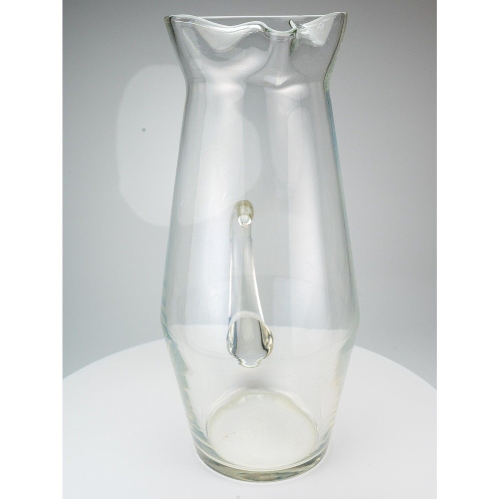 Clear Glass Beverage Pitcher with Handle and Spout