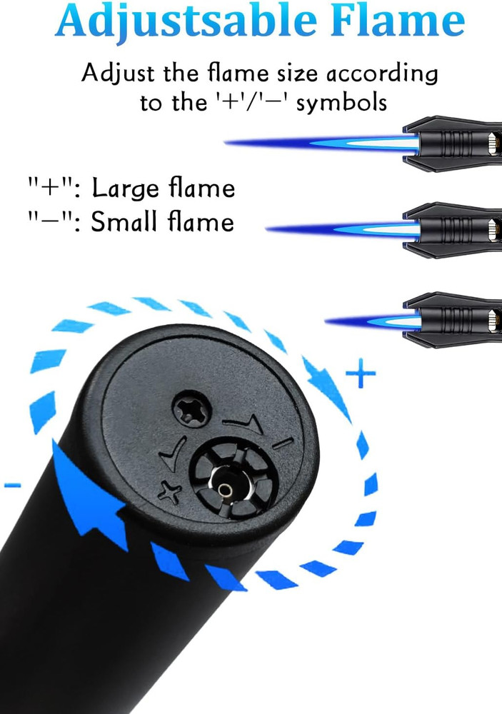 Torch Lighter - Windproof Jet Flame Refillable Butane Lighter with Adjustable F