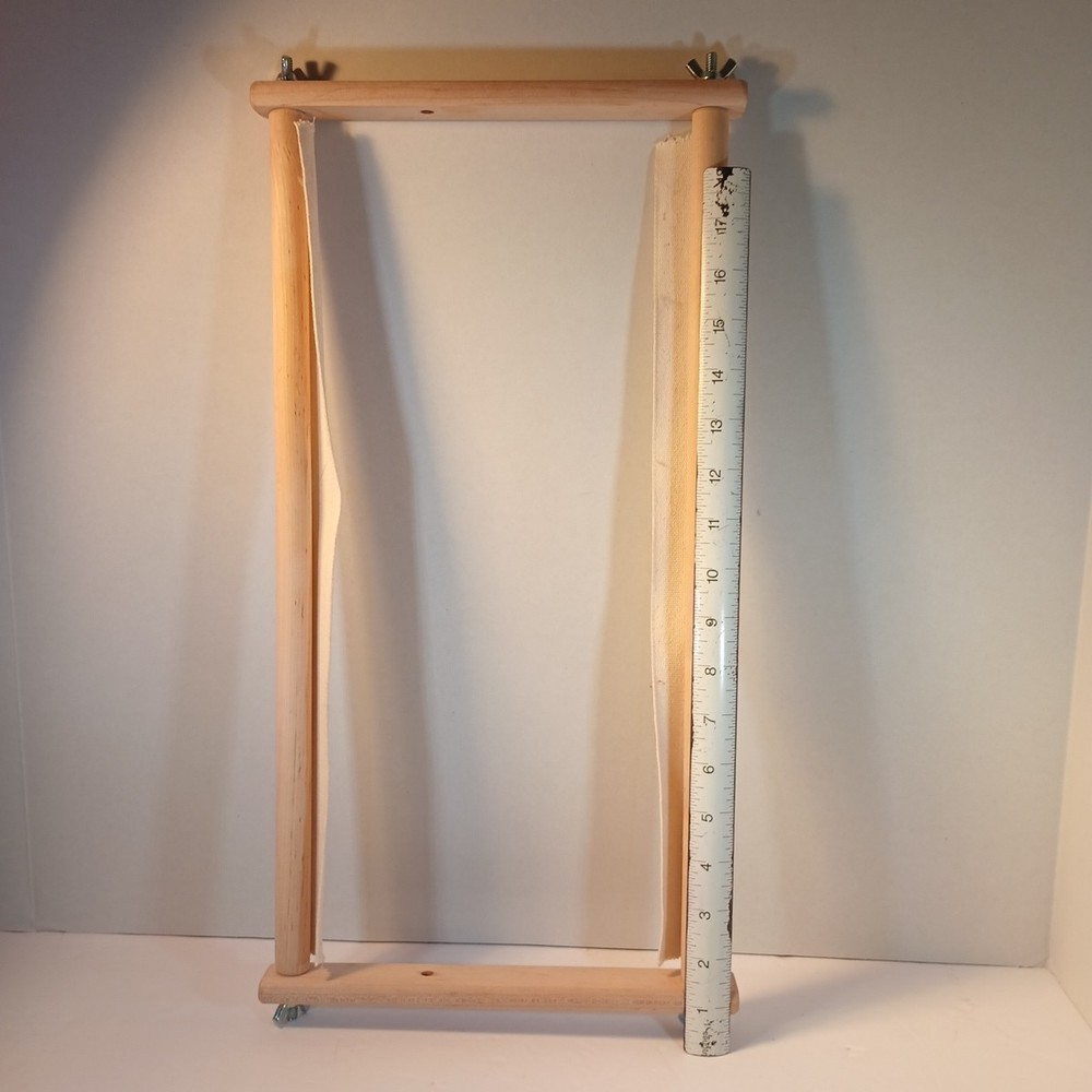 Needlepoint Stitchery Frame 9" x 18" Wooden Scroll Embroidery