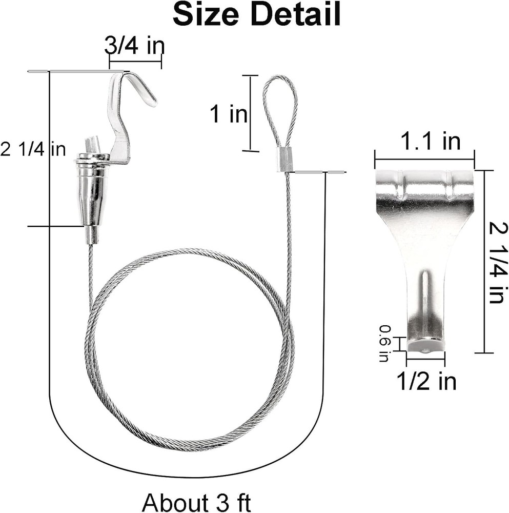 Picture Rail Hook Hanging System Adjustable Wire Hooks for Exhibition Gallery