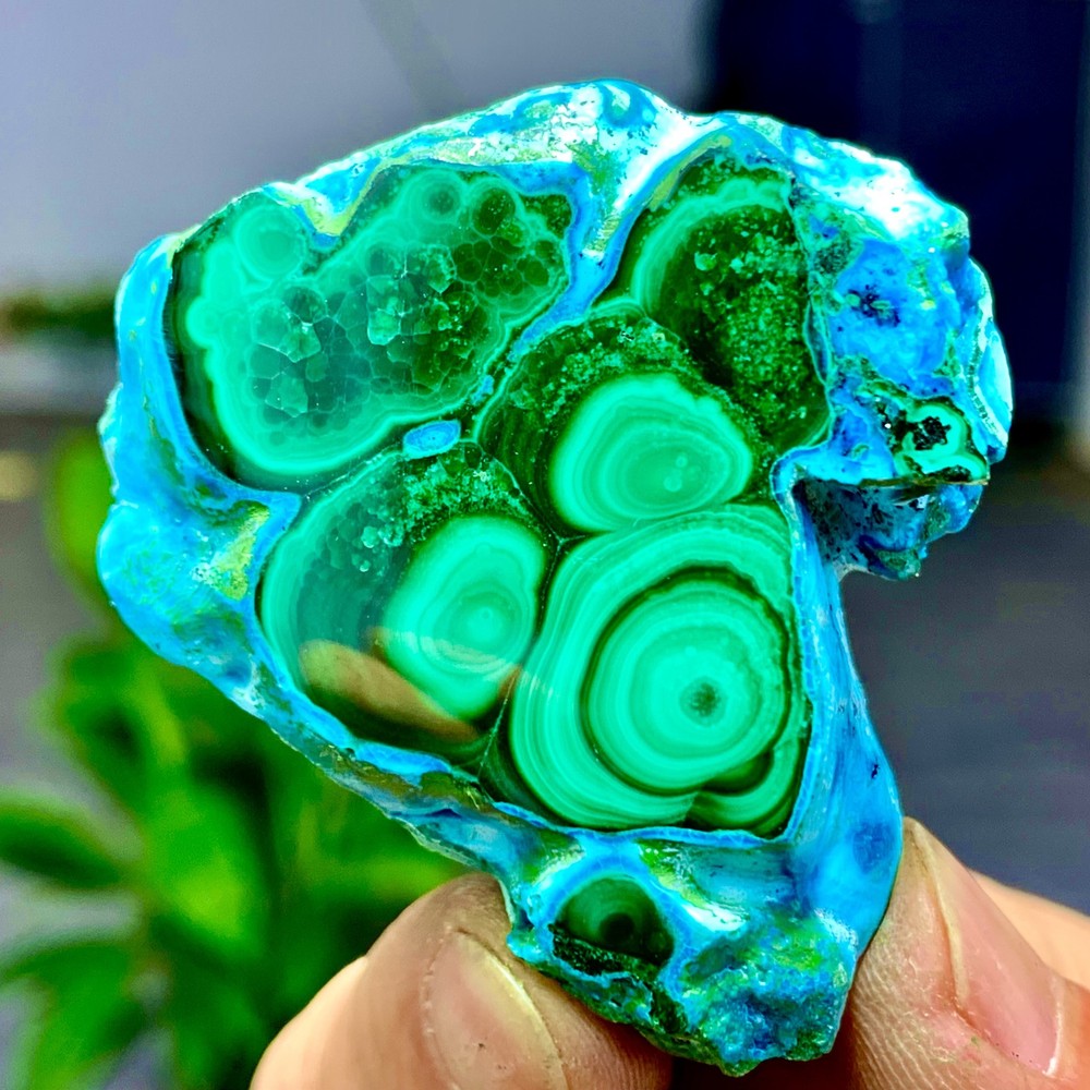 60G Natural Chrysocolla/Malachite transparent cluster rough mineral sample