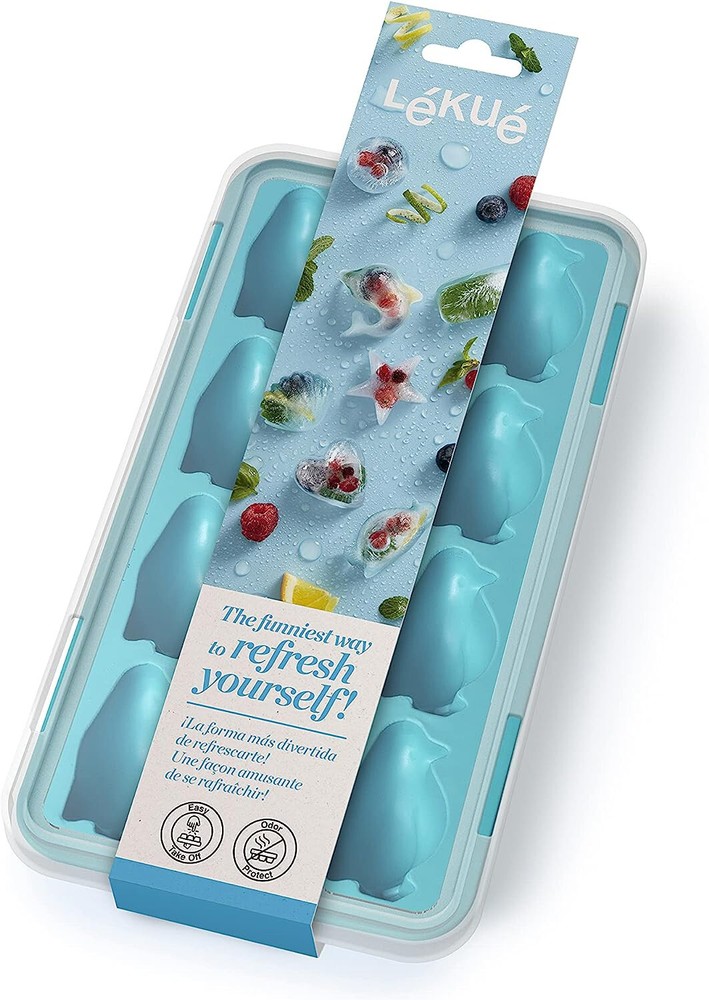 Lekue Dolphin Shape Ice Cube Tray with Lid - New