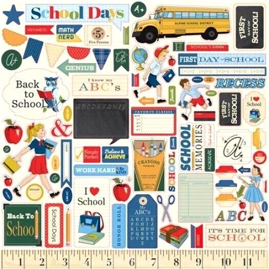 School Days Bus Classroom Class Honor Roll Student Memories Elements Stickers