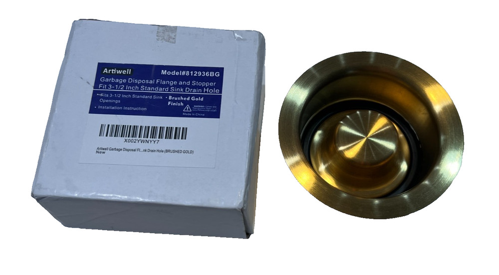 Standard 3.5" Sink Garbage Disposal Flange and Stopper Brushed Gold New