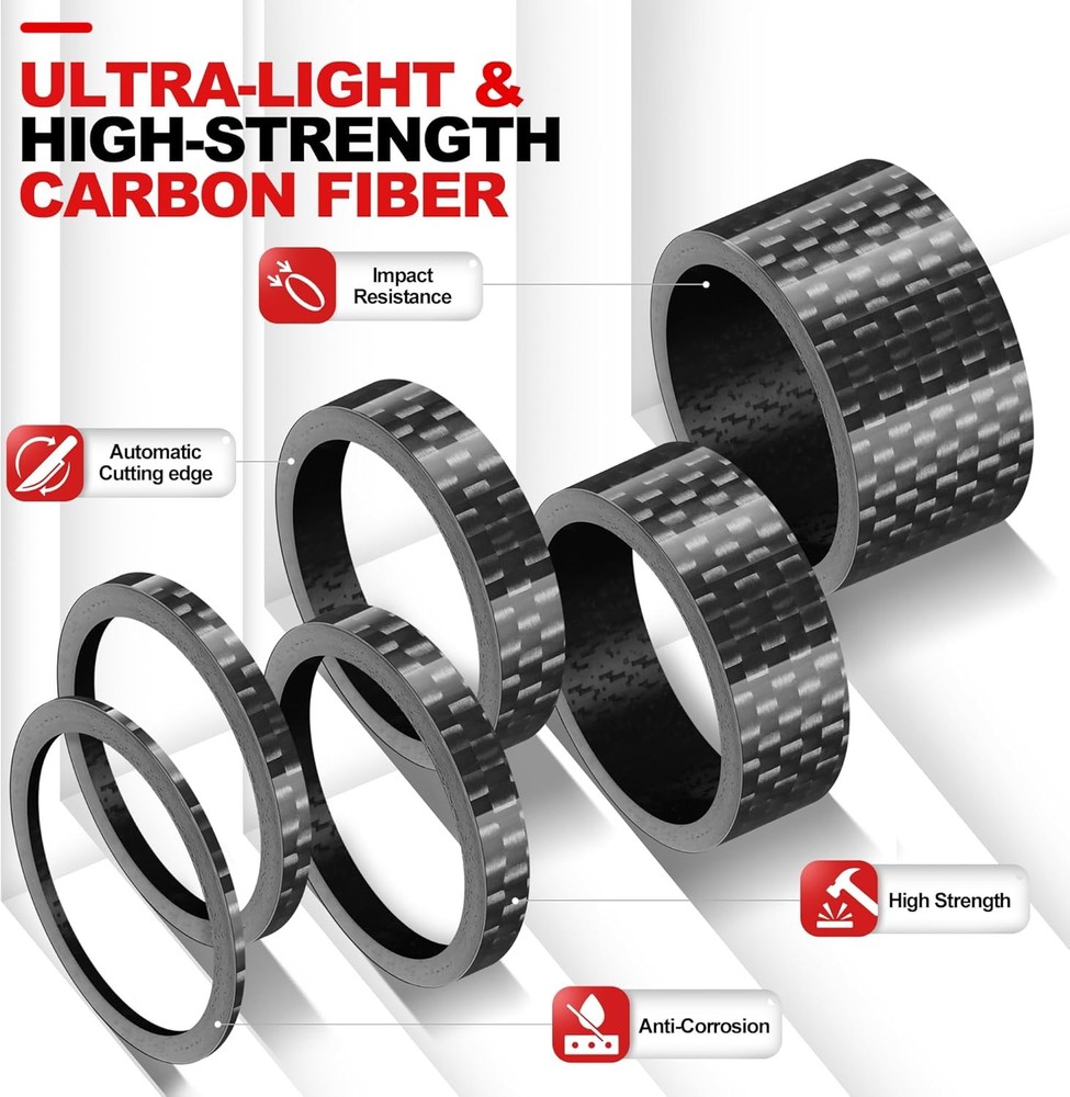 1 1/8 Bike Stem Spacers 12 Pcs Carbon