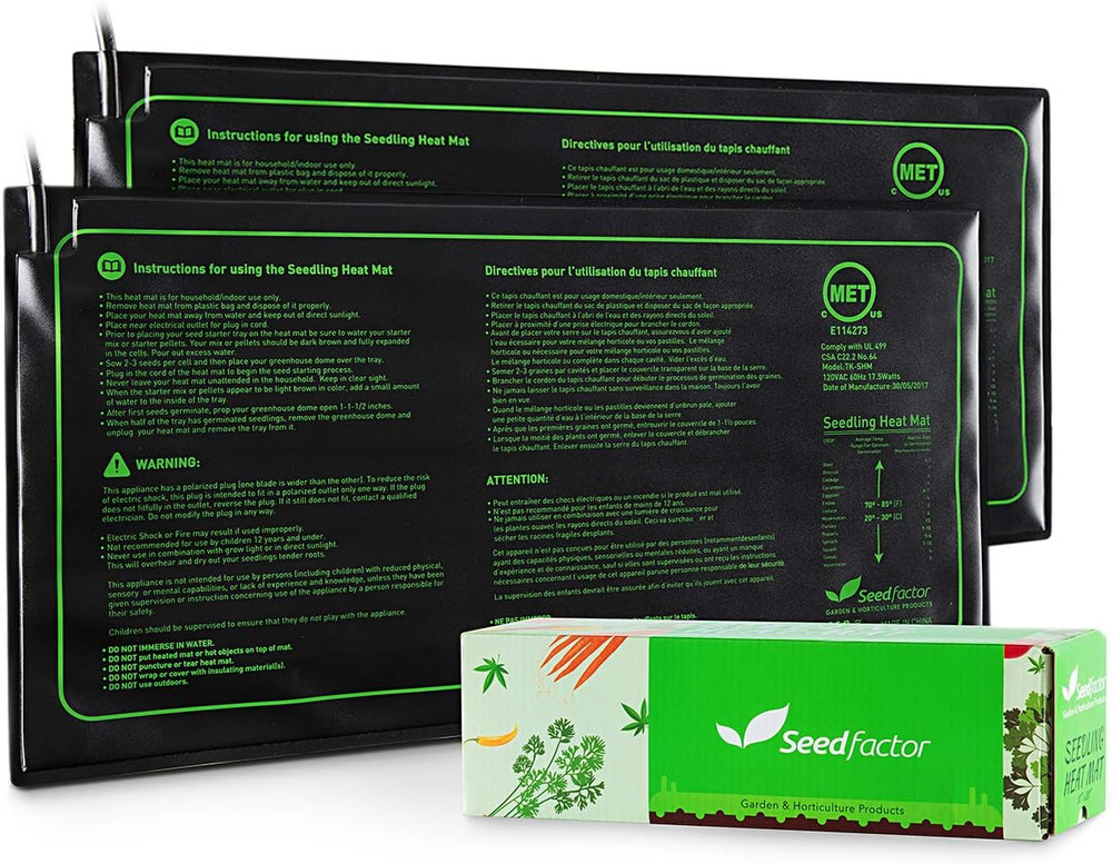 MET Certified 2 Pack Seedling Heat Mat, Seedfactor Waterproof Durable Germinatio