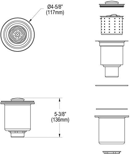 3-1/2" Drain Fitting with Deep Strainer Basket for Kitchen Sinks - Durable & Eff