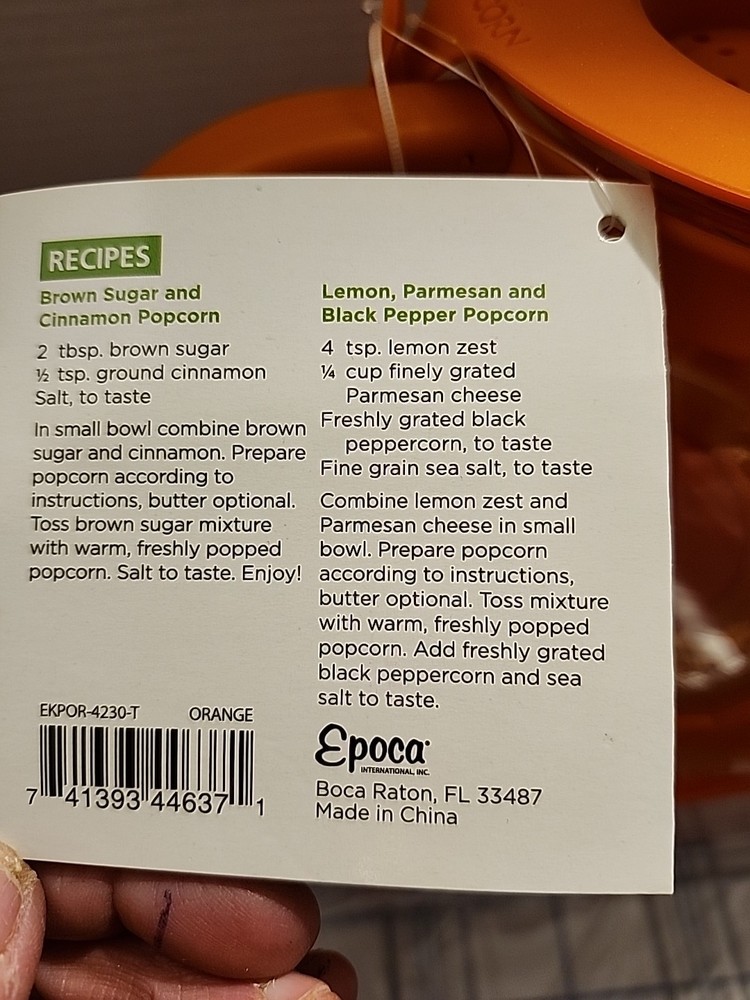 Ecolution Micro-Pop Microwave Popcorn Popper - 1 1/2 Qt - 1.5 Quart - Orange NWT