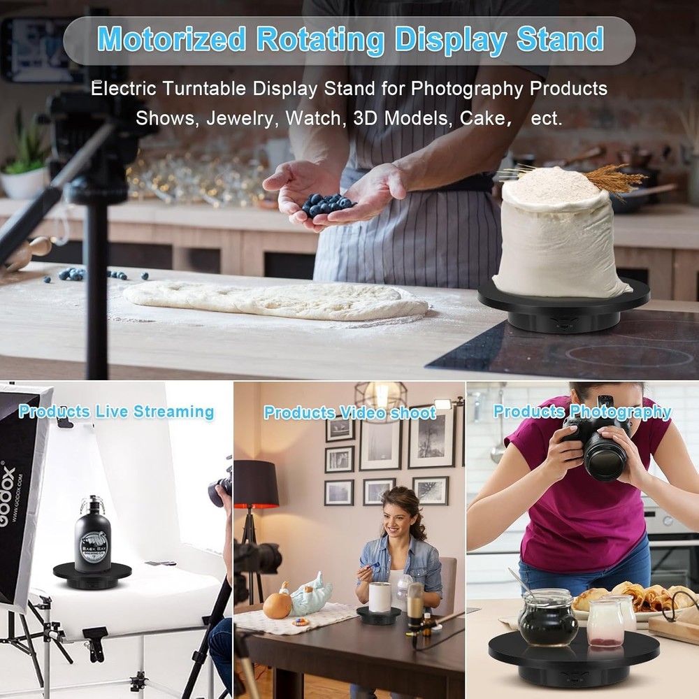 Elegant Remote-Controlled Rotating Turntable with 3 Size Covers for Displays