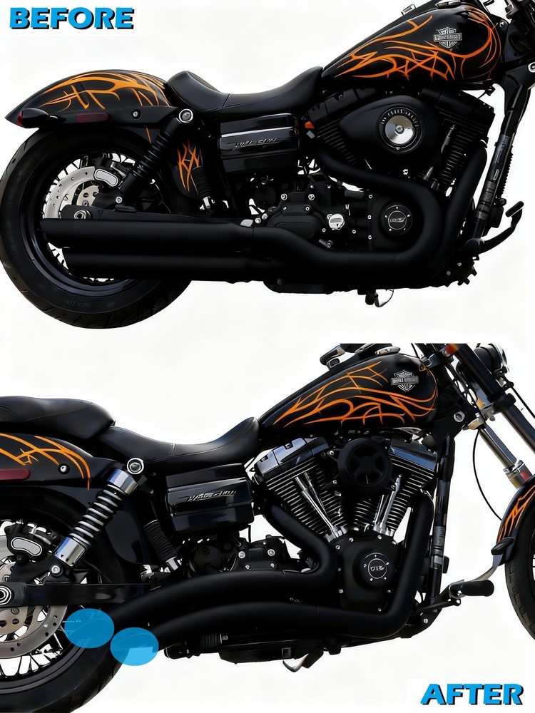 Black Power Boosted Exhaust Pipes Harley Dyna 2006 - 2017, Better Performance