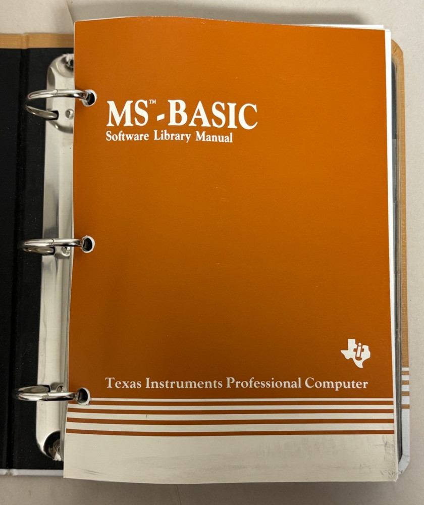 MS-BASIC Ver 1.21 Texas Instruments Software & Manual VTG 1983 Microsoft 5.25"
