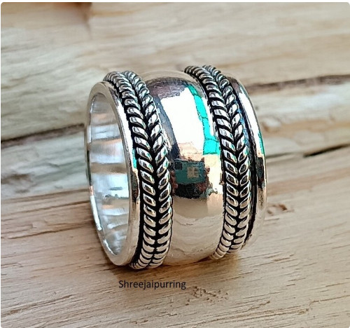 925 Sterling Silver Spinner Band Ring Statement Ring Handmade Ring , All Size
