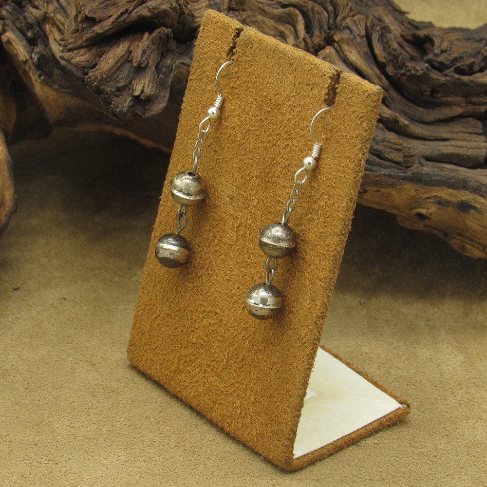 Vintage Handmade Sterling Silver Bead Dangle Earrings
