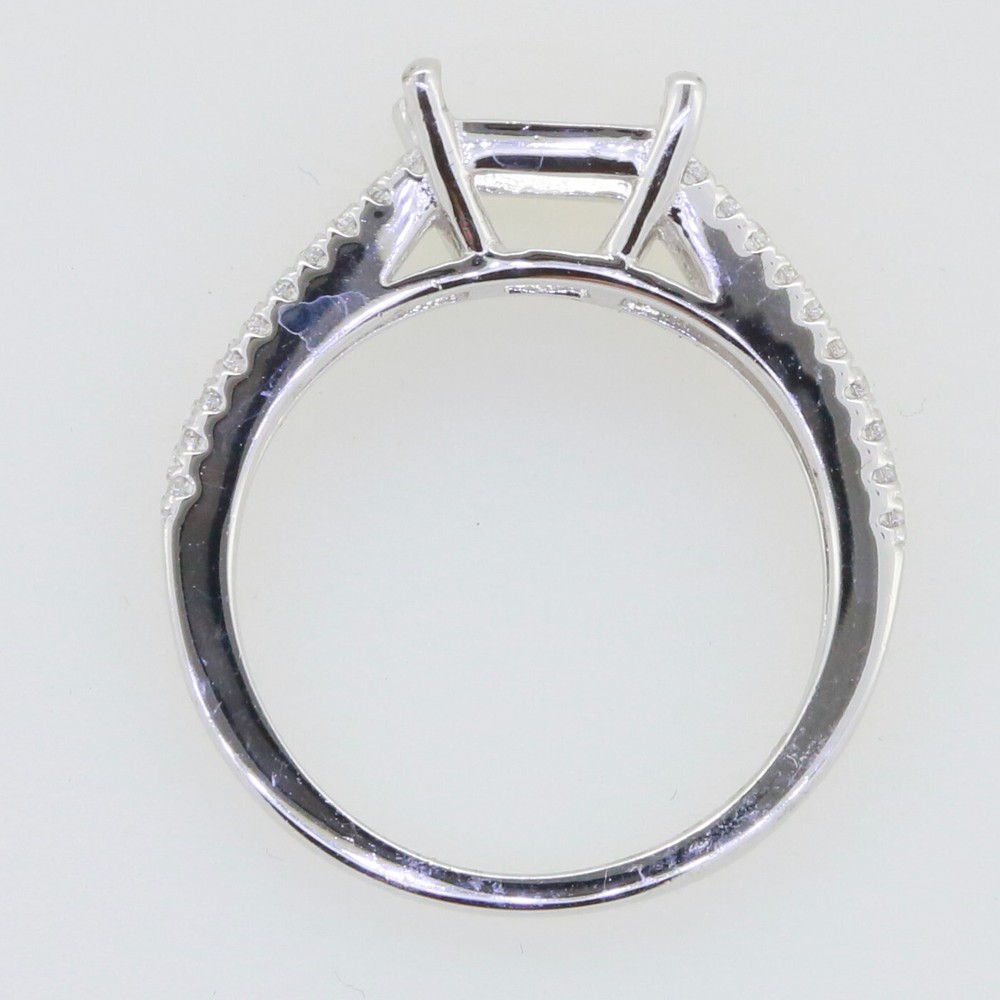 2 Pieces Set Sterling Silver Semi Mount Ring Setting Princess SQ 7x7mm