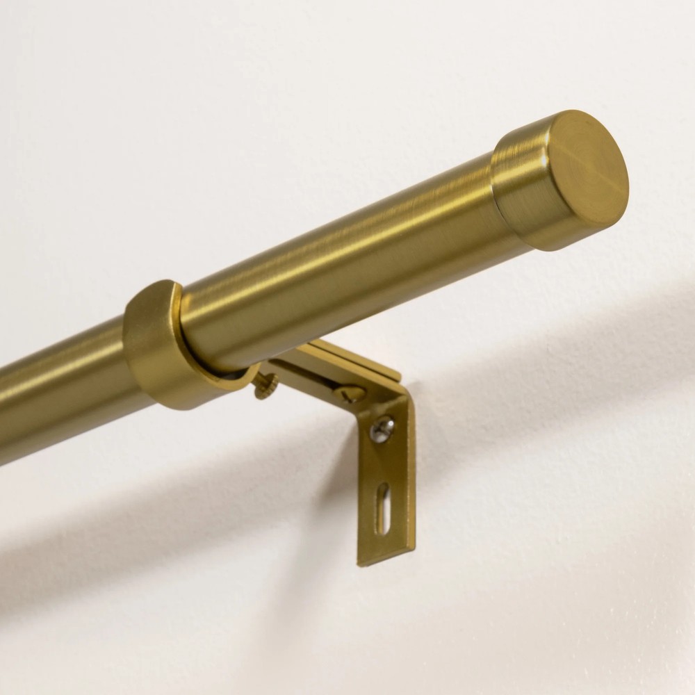 Better Homes & Gardens Plated Brass Cap Adjustable Single Curtain Rod Set