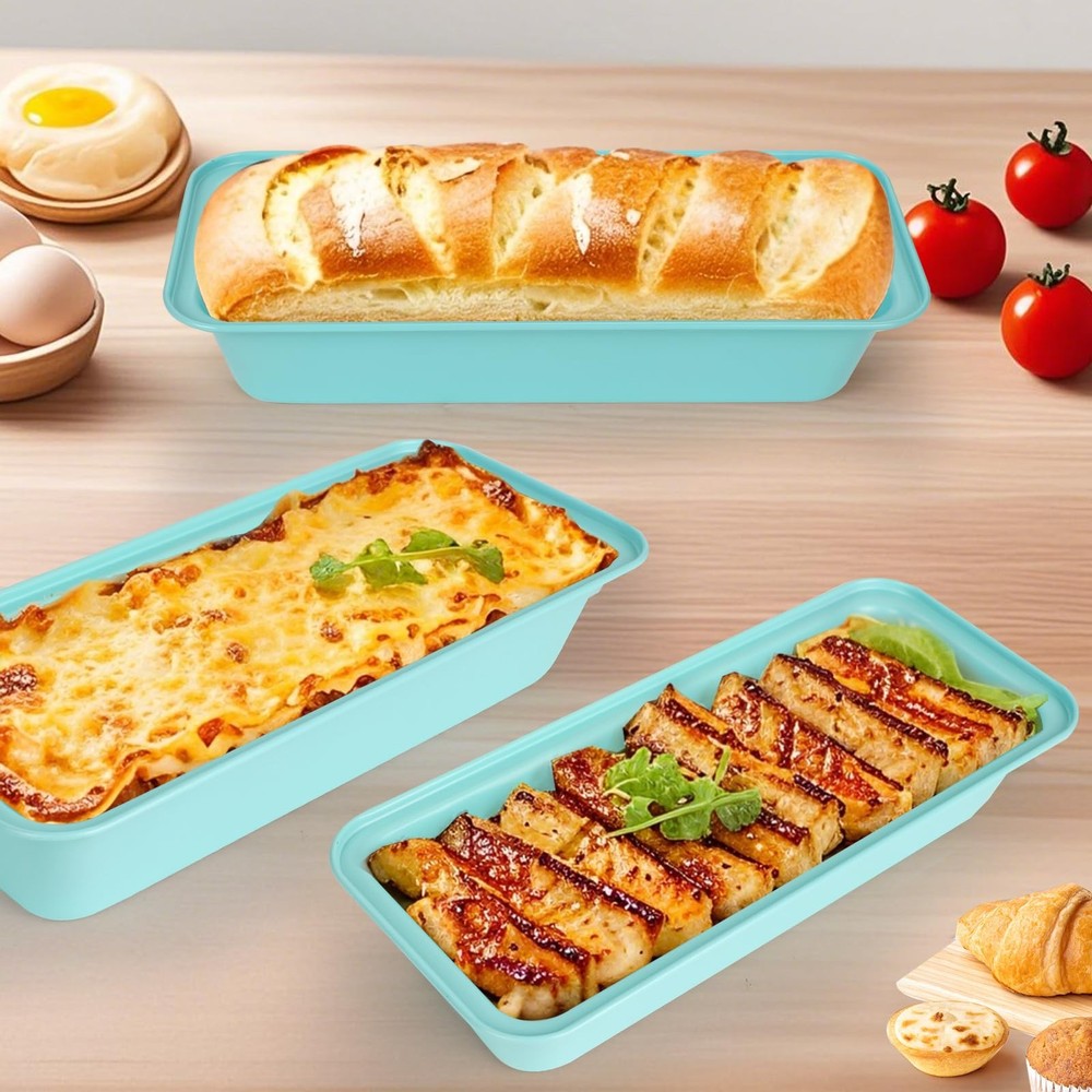 Proigtz 3-Pack 13x5inch Nonstick Loaf Pan, Stackable Long Bread Pan, Advanced...
