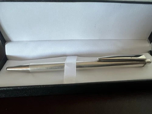 Red Ballpoint Pen Solid 925 Silver Satin Glossy Profiles Click Button 21