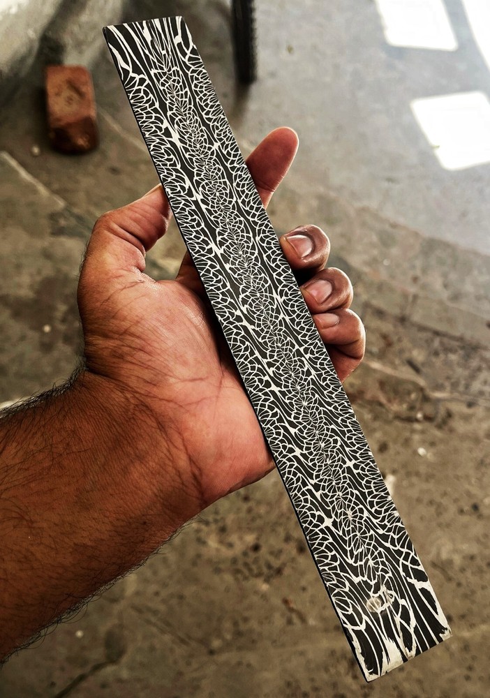 Custom Made Mosaic Damascus billet for making knife spirograph pattern DF041